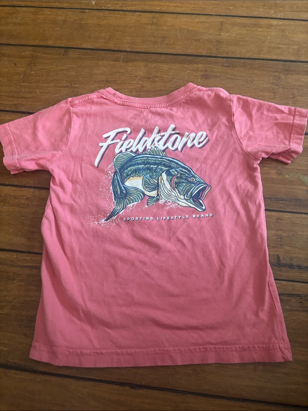Fieldstone Kids Short Sleeve Tee - Pink Fishing Graphic